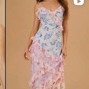 Altar'd State Blue and Pink Floral Maxi Dress
